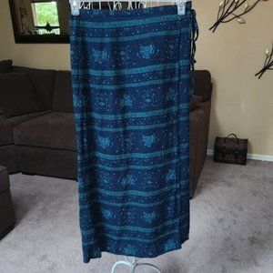 Vintage Norton McNaughton sz Medium blue/green wrap skirt floral and heart print